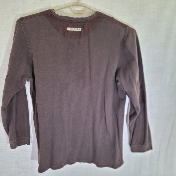 Harley Davidson Thermal Henley Shirt Mens XL Brown Elbow Patch Motorcycle Waffle - Picture 5 of 10